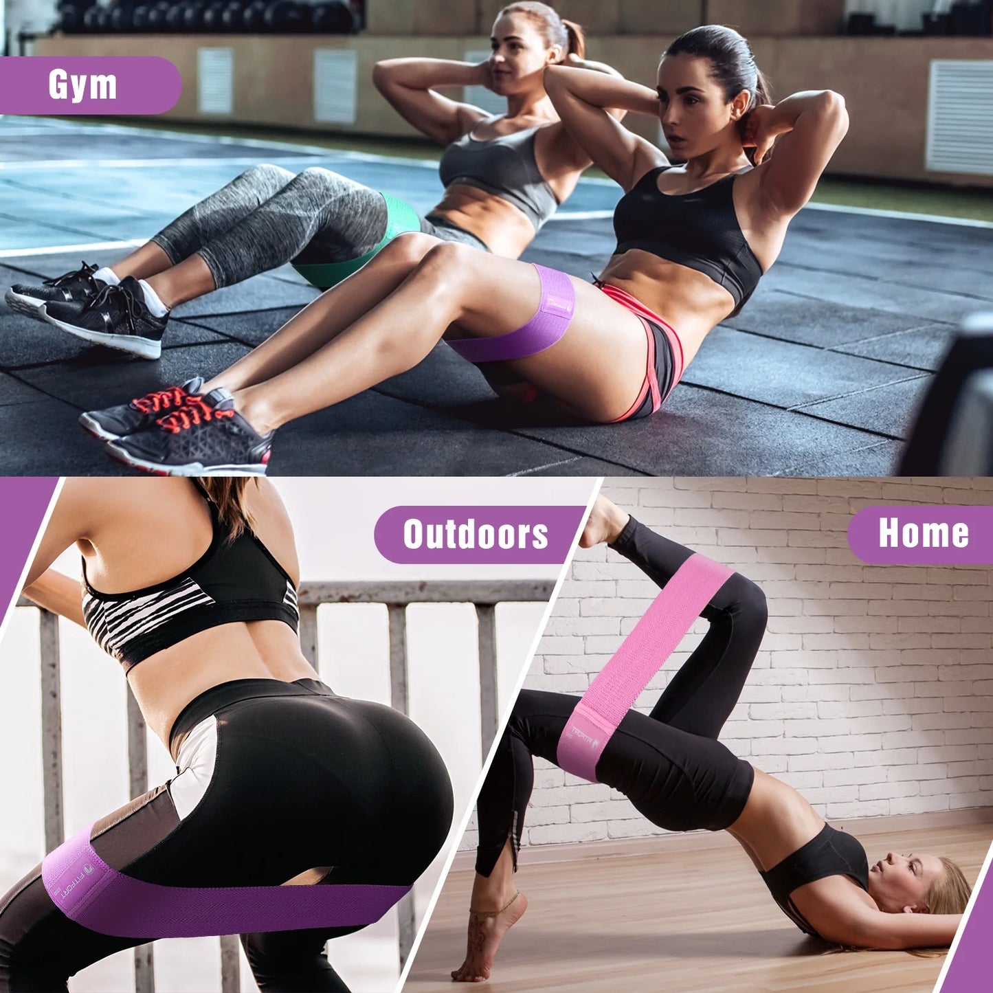 Professional Resistance Bands for Leg and Glute Workouts - Non-Slip Elastic Booty Bands with 3 Resistance Levels for Women's Fitness and Squat Training