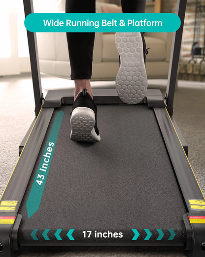 Folding Electric Treadmill with 12-Level Automatic Incline, 2.5 HP Motor, 8.5 MPH Speed, and 15 Preset Training Programs for Home Use