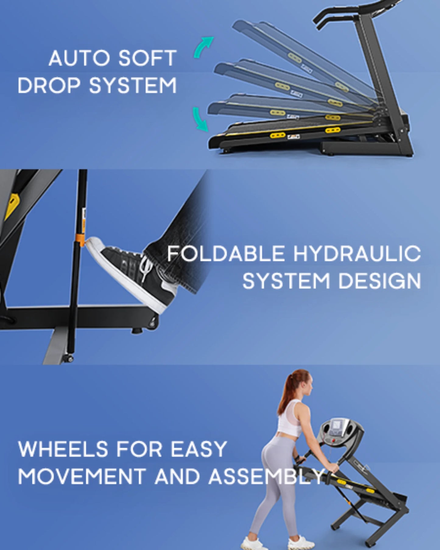 Folding Electric Treadmill with 12-Level Automatic Incline, 2.5 HP Motor, 8.5 MPH Speed, and 15 Preset Training Programs for Home Use