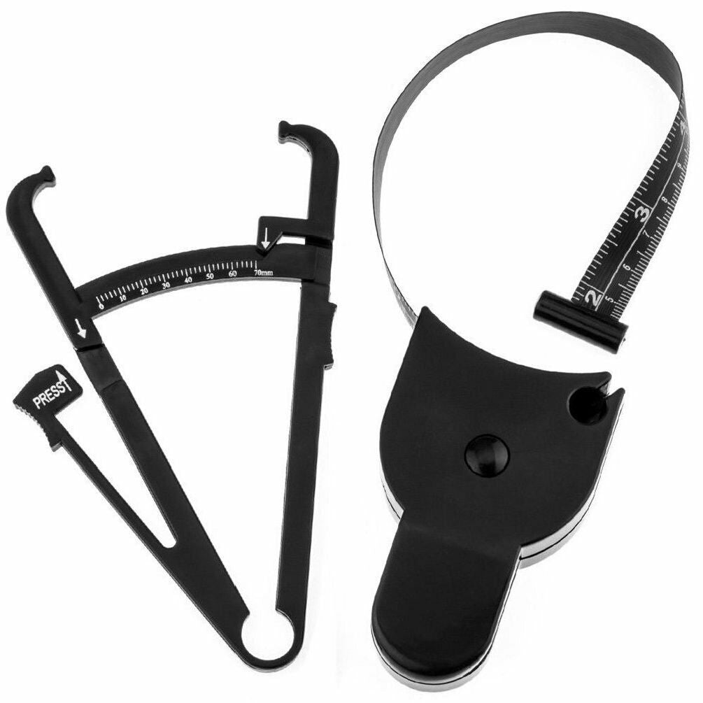 2-Pack Body Fat Caliper and Measuring Tape Set for BMI and Fitness Assessment