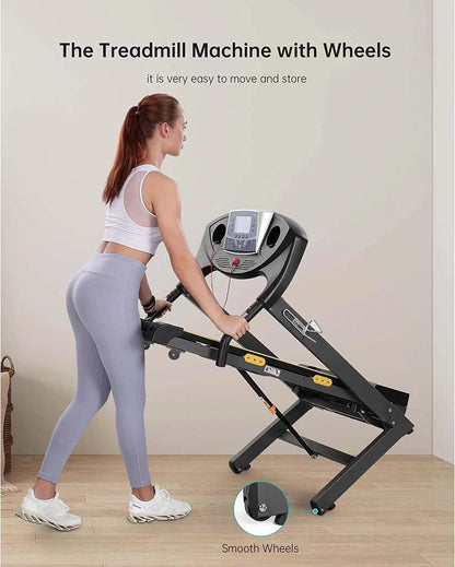 Folding Electric Treadmill with 12-Level Automatic Incline, 2.5 HP Motor, 8.5 MPH Speed, and 15 Preset Training Programs for Home Use