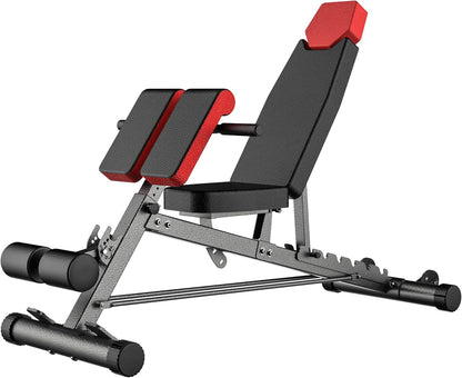 Multi-Functional FID Weight Bench for Comprehensive Full-Body Workouts – Includes Hyper Back Extension, Roman Chair, Adjustable Ab Sit-Up Bench, Incline/Decline Bench, and Flat Bench