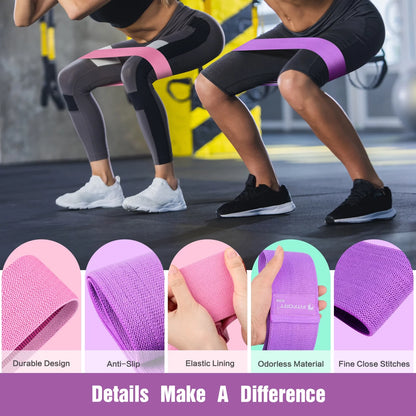Professional Resistance Bands for Leg and Glute Workouts - Non-Slip Elastic Booty Bands with 3 Resistance Levels for Women's Fitness and Squat Training