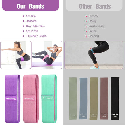 Professional Resistance Bands for Leg and Glute Workouts - Non-Slip Elastic Booty Bands with 3 Resistance Levels for Women's Fitness and Squat Training