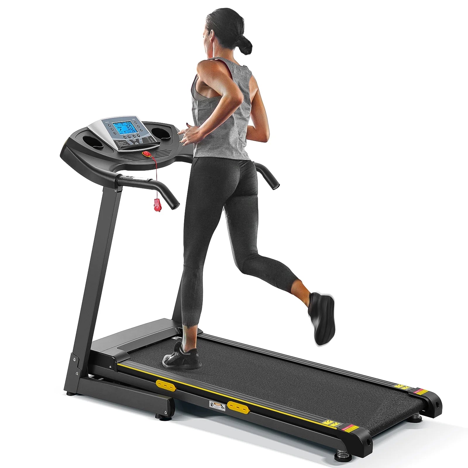 Folding Electric Treadmill with 12-Level Automatic Incline, 2.5 HP Motor, 8.5 MPH Speed, and 15 Preset Training Programs for Home Use