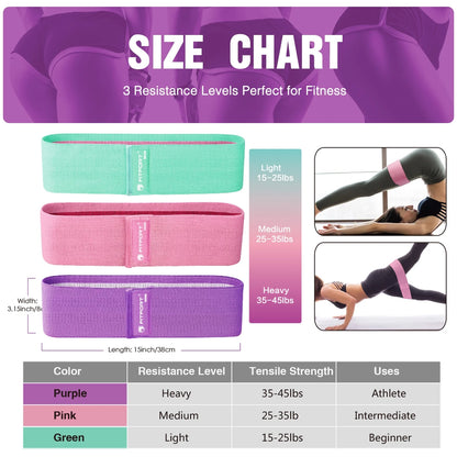 Professional Resistance Bands for Leg and Glute Workouts - Non-Slip Elastic Booty Bands with 3 Resistance Levels for Women's Fitness and Squat Training