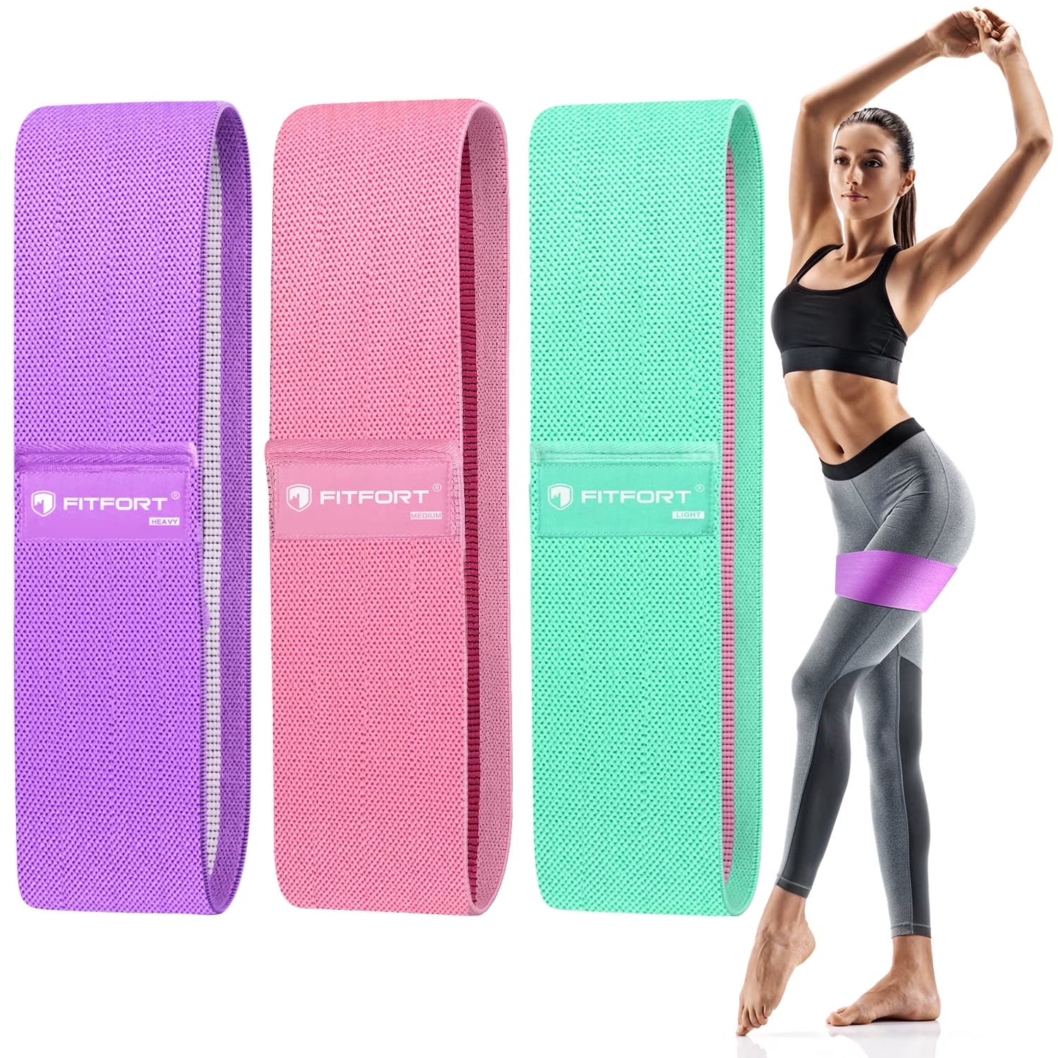 Professional Resistance Bands for Leg and Glute Workouts - Non-Slip Elastic Booty Bands with 3 Resistance Levels for Women's Fitness and Squat Training